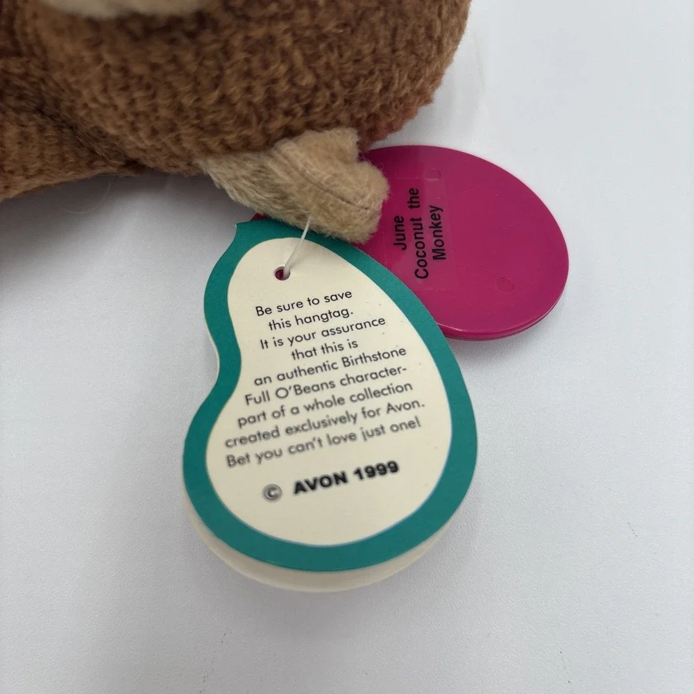Vintage 1999 Avon Full O Beans June Coconut The Monkey Stuffed Plush Beanie Doll